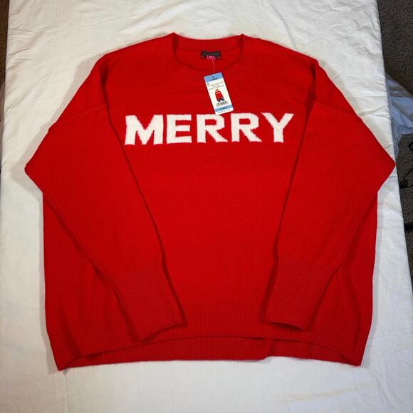 NWT Vince Camuto women’s red holiday sweater. Size Large. Crew neck - Picture 5 of 5